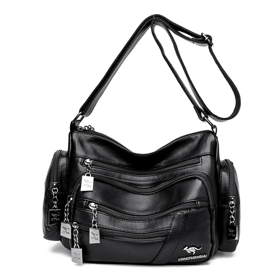 Many Pockets Women Leather Top-handle Bag  Shoulder Messenger Shopper Bags Brand - £27.54 GBP