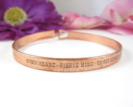 Kind Heart Fierce Mind Brave Spirit Vintage Copper Bracelet Engraved 7.5&quot; L - £15.07 GBP