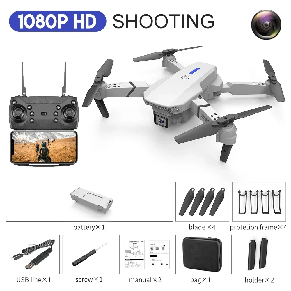 2024 E88Pro RC Drone 4K 1080P HD Camera Foldable Quadcopter (1080P White... - $45.00