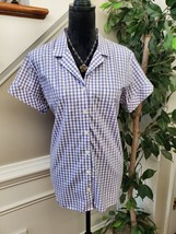 Liz Claiborne Women&#39;s Purple Cotton Collared Short Sleeve Buttons Down Shirt 16 - $23.00