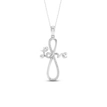 10K White Gold 1/20ct TDW Diamond Love Infinity Necklace - £199.83 GBP