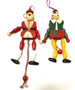 Wood Set of 2 Jester Clown 8 1/2&quot;  Pull String Puppets - $277.19 MXN