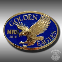 Belt Buckle NRA 2010 Golden Eagles Oval Gold-Tone And Blue American Eagle - £39.68 GBP