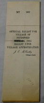 LOT 1935 ANTIQUE PITTSFORD NY VILLAGE APPROPIATION SEWER BALLOT MEASURE ... - $24.74