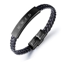 Sunling Dainty Braided Leather WWJD Bracelet for Men Women - $39.43