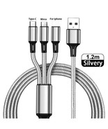 [3 PACK] 3 in 1 Multi USB Charger Charging Cable For Type C Android Micr... - £11.19 GBP