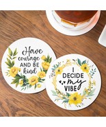 Inspirational Drink Coaster Set Watercolor Floral Drink Coasters with Co... - $13.36 CAD