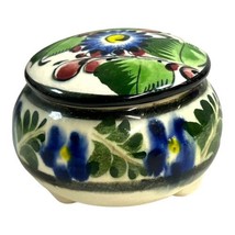 Vintage Talavera Footed Jewelry Box Dish Trinket Box Flowers - Mexico Fl... - £17.11 GBP