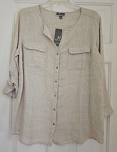 JM Collection Women Linen, 3/4 Sleeves, Ivory Color Blouse, Sz. 12 NWT - $27.99