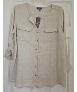 JM Collection Women Linen, 3/4 Sleeves, Ivory Color Blouse, Sz. 12 NWT - £21.95 GBP