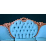 Vintage Blue Sofa Wood Hand Carved Item840 - £1,752.21 GBP