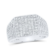 Authenticity Guarantee 
10kt White Gold Mens Round Diamond Pave Square Ring 1... - £1,343.97 GBP