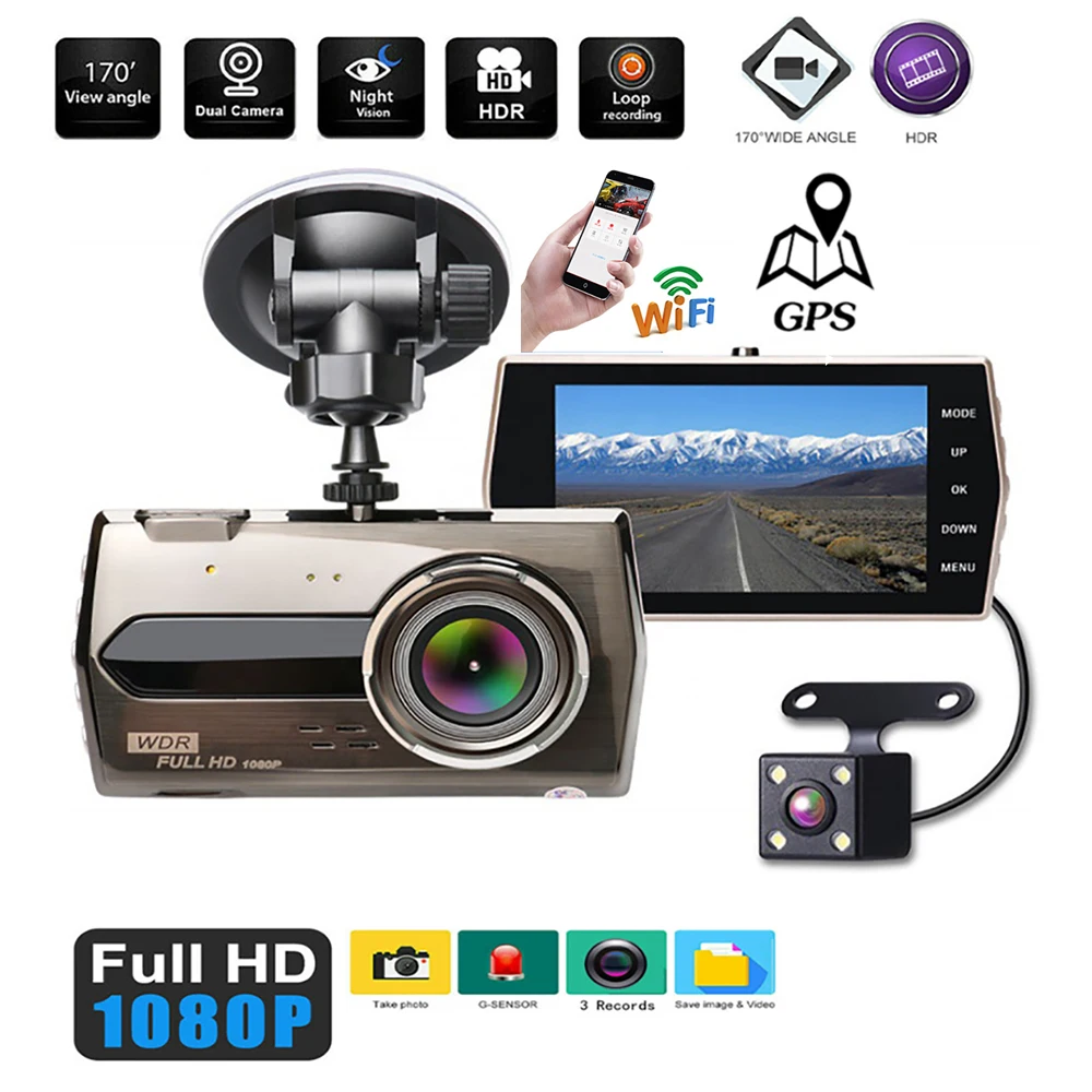Car DVR WiFi GPS Full HD 1080P Dash Cam Vehicle Camera Drive Video Recorder Car - £44.90 GBP+