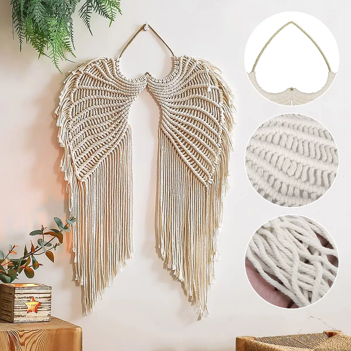 Macrame Boho Tapestry DIY Angel Wing Woven Wall Hanging Home Room Art De... - $649.74 MXN