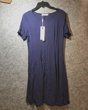 baishenggt Womens Blue Dress Size Large MIDI Short Sleeve With Pockets - £4.96 GBP