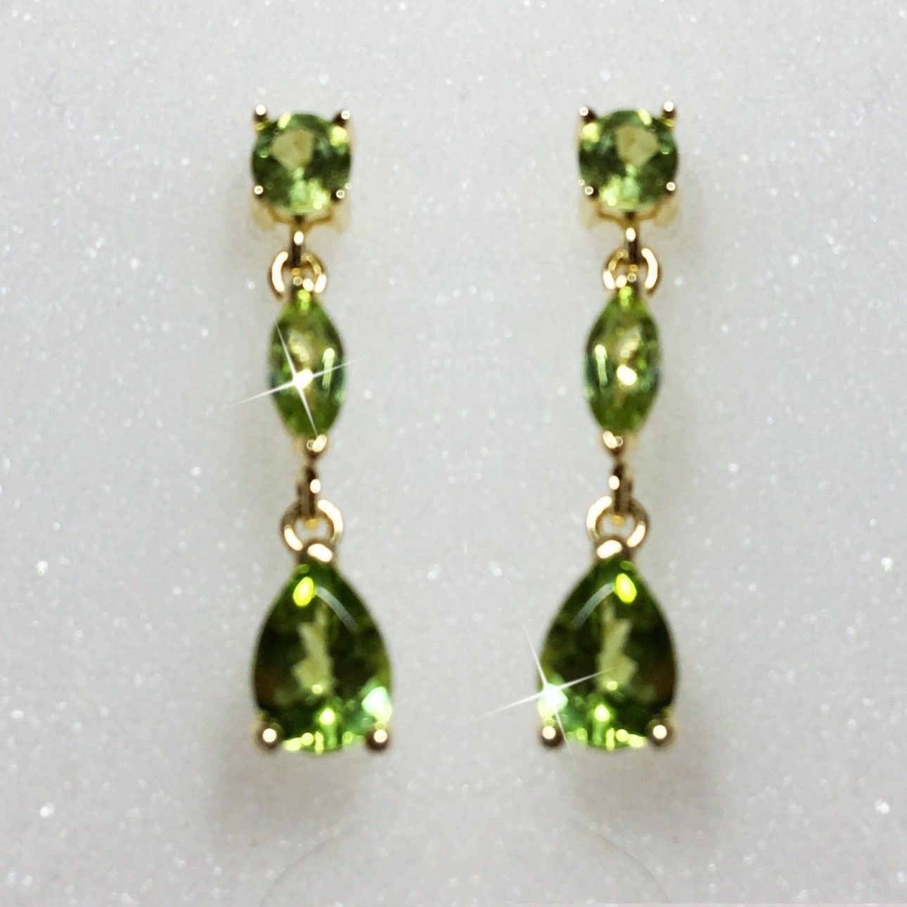 Primary image for Round Marquise Pear Natural Peridot Dangle Earrings 14k Yellow Gold over 925 SS