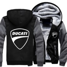 Ducati Logo Men&#39;s Winter Brushed Thickened Hoodie High Quality Fashion Warm Jack - £65.33 GBP