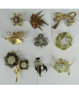 Brooch Lot ESTATE SALE x9 vintage mid century flower wreath poodle snow ... - $117.87 CAD
