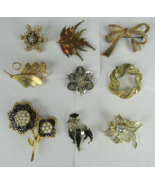 Brooch Lot ESTATE SALE x9 vintage mid century flower wreath poodle snow ... - £62.48 GBP