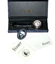 Stauer Men&#39;s Vintage 24&#39; Gold-Tone Wrist Watch Black Leather Strap NEW 5... - $36.00