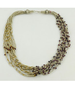 RED GARNET Yellow Gold Vermeil Beaded Multi-Strand String NECKLACE - GORGEOUS - $125.00