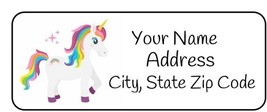 30 Personalized Unicorn return address labels,stickers,tags,rainbow - £9.43 GBP