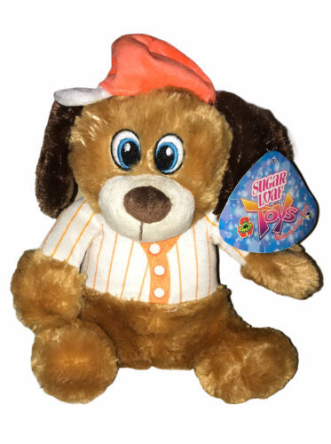 Brown Puppy Dog Orange White Hat NWT Sugarloaf 2015 Prize Toy Plush 10" Lovey - $13.88