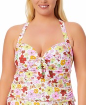 MSRP $40 California Waves Floral-Print Molded-Cup Tankini Top Size 0 (12/14) - £14.28 GBP