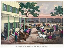 4491.Watering place on the road.people at store.POSTER.decor Home Office art - £13.51 GBP+