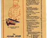 New Adams House Restaurant Menu Washington Street Boston Massachusetts 1937 - $47.52
