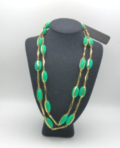 J. Crew Necklace Art Deco Green Faux Green Rhinestone 32in Necklace Gift - £11.48 GBP