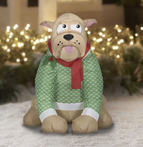 Christmas Holiday Air Blown Inflatable English Bulldog in Sweater 3 FOOT NEW - £31.61 GBP