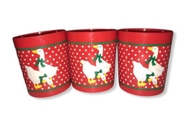 Vintage 1980’s Red, White &amp; Green Plastic Cups With Geese Set Of 3 - $12.08