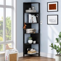 6-Tier Corner Shelf, 68.8&quot; Tall Modern Free Standing Zigzag Corner Bookshelf, 6  - £104.33 GBP