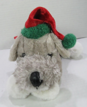 Walmart Plush Christmas Schnauzer Puppy Dog Gray &amp; White Hat Scarff 8&quot; - £11.02 GBP
