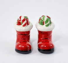 Christmas Salt &amp; Pepper Shakers Miniature Santa Boots Candy Canes Gifts ... - £11.87 GBP