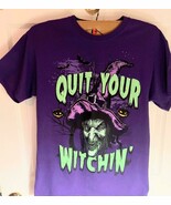 Halloween Adult Purple T Shirt Size Medium Unisex Graphic Quit Your Witc... - $276.85 MXN