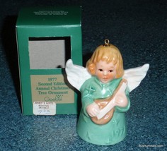 1977 Goebel Green Angel With Lute Bell Christmas Tree Ornament With Box - GIFT! - £7.58 GBP