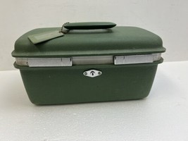 Vintage Hard Shell Train Case Cosmetics make up luggage purse bag AVOCADO GREEN - £23.53 GBP