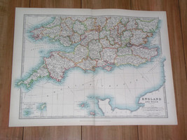 1907 Antique Map Of England / London Cornwall - £15.49 GBP