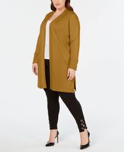 JM Collection Women&#39;s Plus Lace Up Cuff Duster Cardigan Gold Size 2X - £19.27 GBP