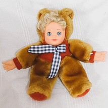 H K City Toys Baby Doll In Bear Costume Vinyl Face Hands Plush Bean Body... - $6.93
