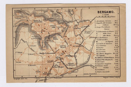 1899 ORIGINAL ANTIQUE CITY MAP OF BERGAMO / LOMBARDY / ITALY - £21.17 GBP