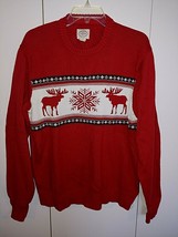 ST. JOHN&#39;S BAY MEN&#39;S LS RED CREW-NECK PULLOVER SWEATER-L-BARELY WORN-DEE... - £10.45 GBP