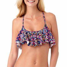 Arizona Women&#39;s Juniors Geo Linear Flouce Bikini Top Size Medium Blue Pi... - £16.10 GBP