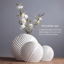 MIAJO White Ceramic Vase with Leaves Pattern Embossed - £31.31 GBP