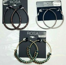 ROSA Hoop Earrings 3 Pair New Copper Tear Drop Metallic Gold Link Set  # 19 - £15.41 GBP