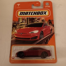 Matchbox 2024 #89 Dark Red Tesla Model S MBX Metro Series  - £11.79 GBP