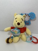 Disney Baby Pooh small plush rattle sensory toy rings hanging Mickey ear clip  - £6.25 GBP