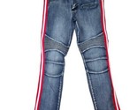 Ops PREMIUM STRIPED MOTO JEAN PANTS (MD BLUE/RED) Mens Size 36×33 - £11.41 GBP